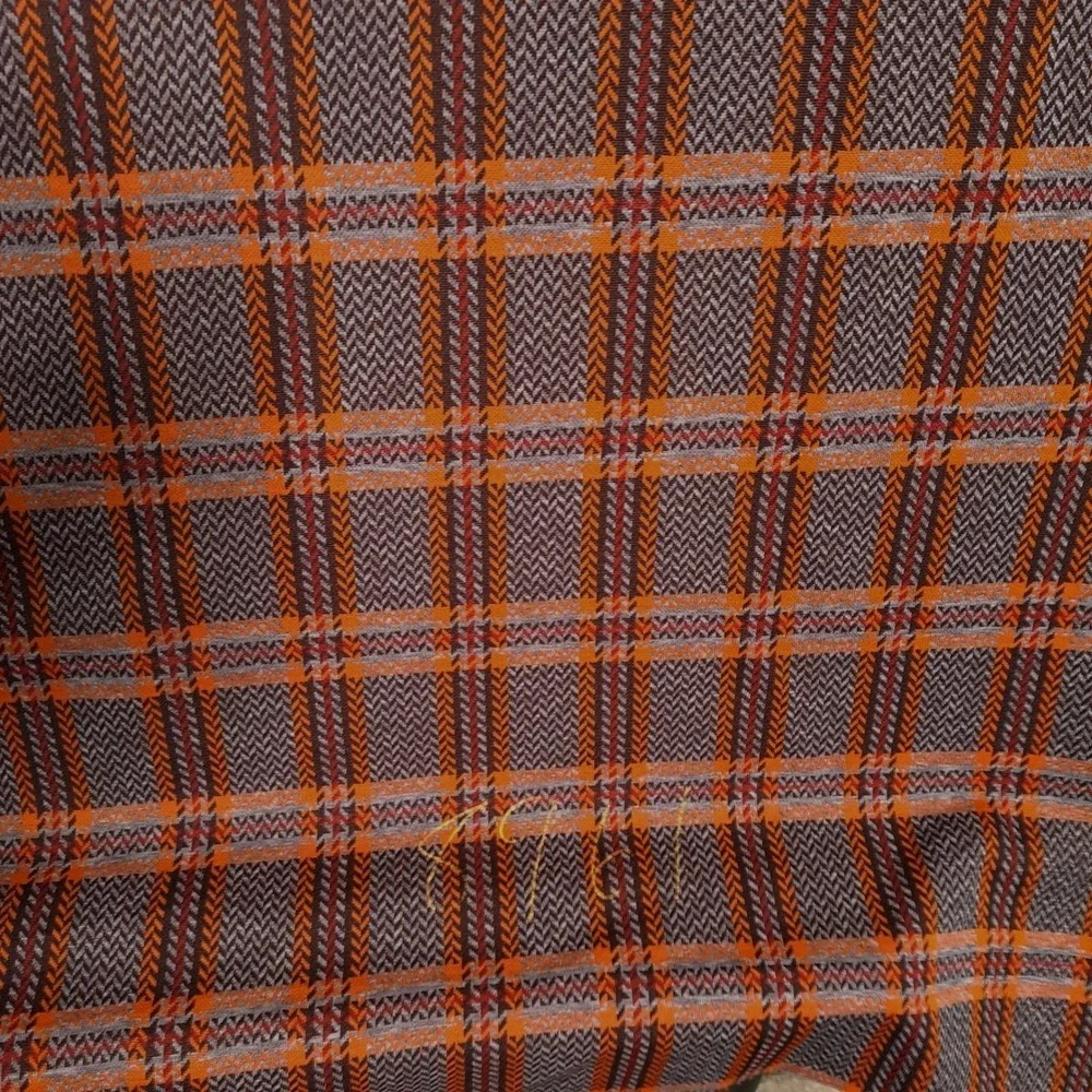 Vintage 1970s Plaid Herringbone Fabric 1.55 Yards 60